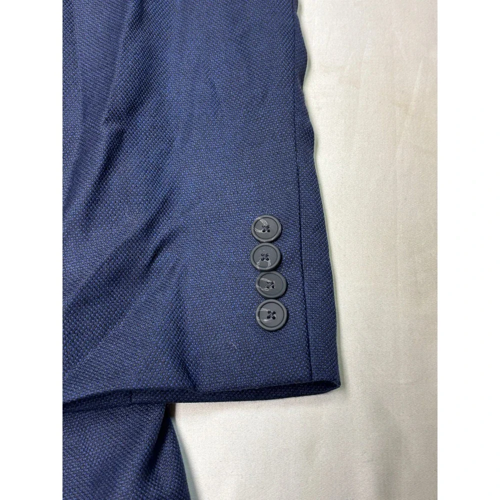 Jos A Bank Traveler Slim Fit Blazer Navy Blue Wool Blend Sport Coat Mens 42 Long